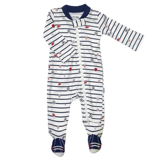 Organic Cotton Baby Zippered Footie Sports Print